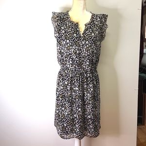 Loft dark floral print chiffon sleeveless dress